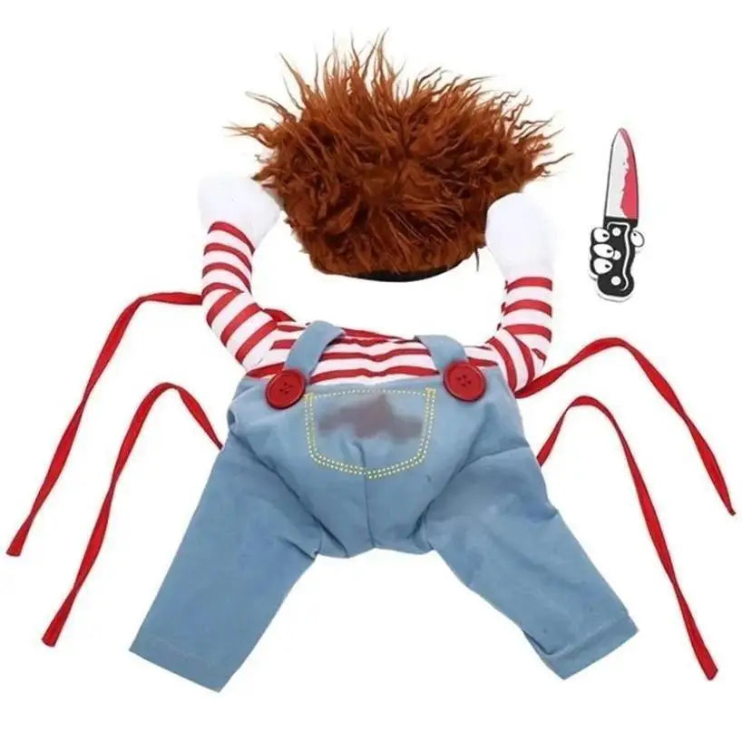 Dog Funny Halloween Costume | Holiday Gear Collection | Comical Knife-Holding Outfit