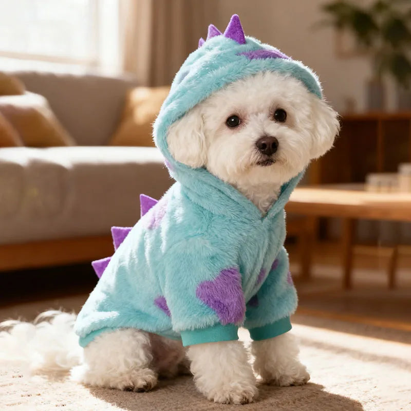 Dog Dinosaur Plush Hoodie | Holiday Gear Collection | Warm Autumn & Winter Sweater