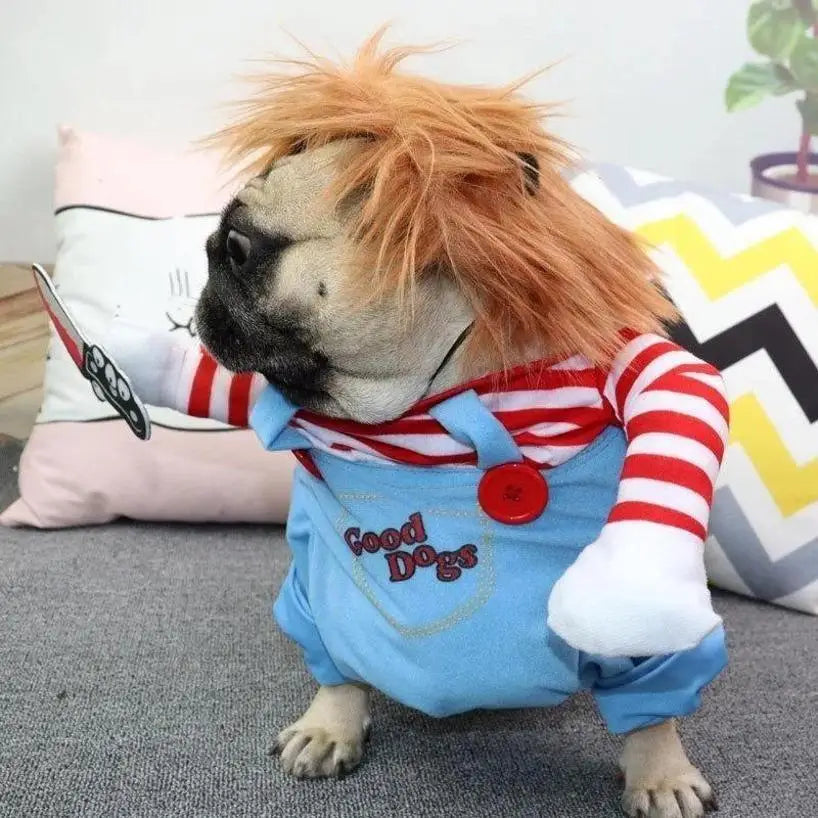 Dog Funny Halloween Costume | Holiday Gear Collection | Comical Knife-Holding Outfit