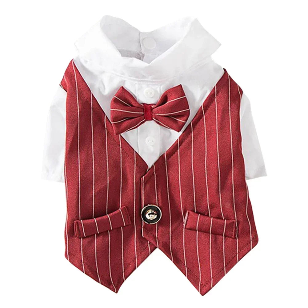 Dog Gentleman Suit | Holiday Gear Collection | Striped Bow Tie Shirt