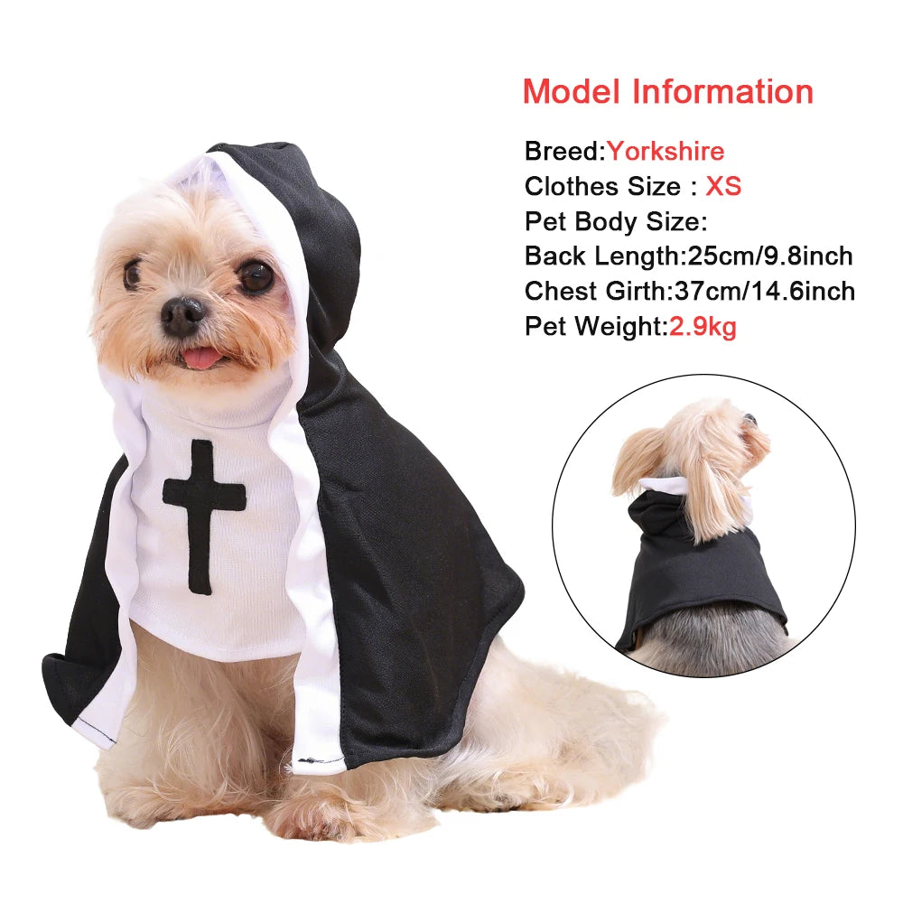 Dog Nun Halloween Costume | Holiday Gear Collection | Funny Pet Cloak & Cosplay Outfit