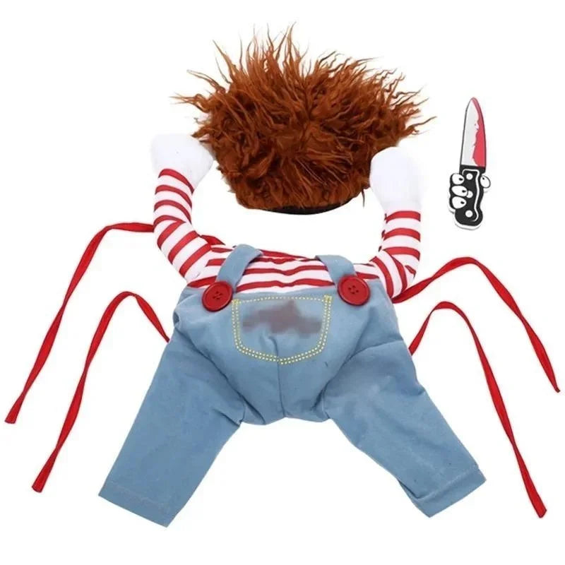 Dog Funny Halloween Costume | Holiday Gear Collection | Comical Knife-Holding Outfit