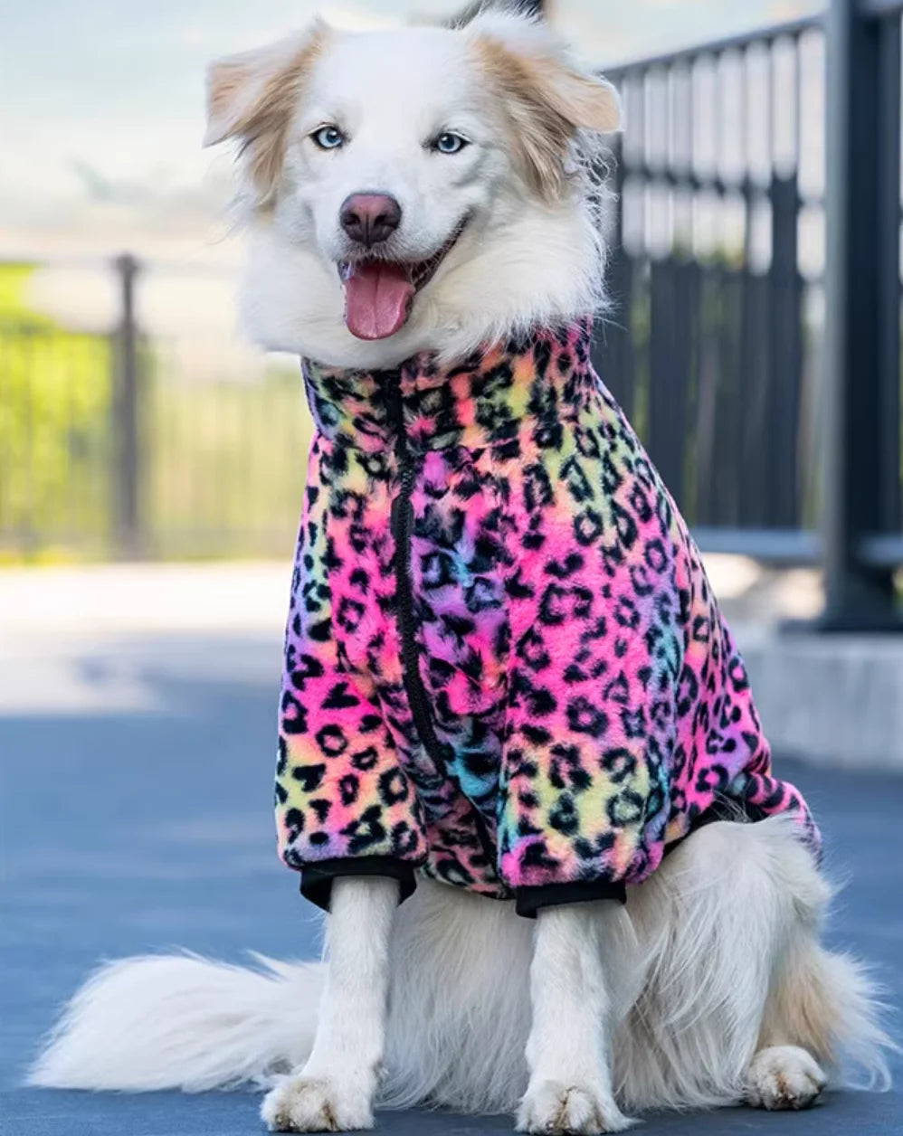 Leopard Print Fleece Winter Large Dog Sweater