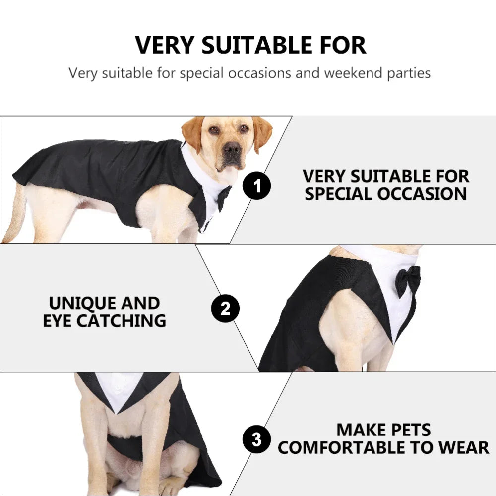 Dog Formal Tuxedo Suit | Holiday Gear Collection | Wedding & Evening Wear with Bow Tie