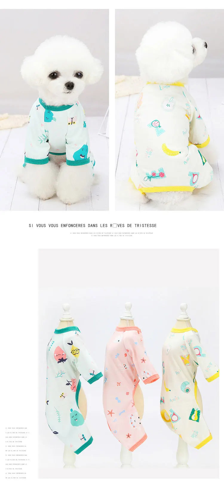 Cute printed Pajamas for small dogs