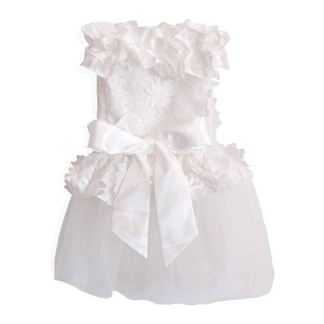 Dog Luxury Lace Wedding Dress | Holiday Gear Collection | Ruffles & Ribbon Bow Gown