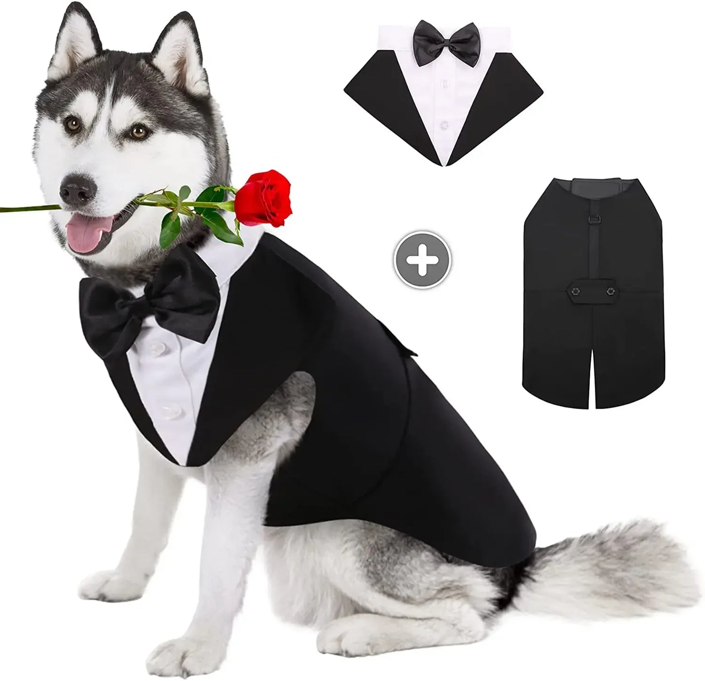 Dog Formal Tuxedo Suit | Holiday Gear Collection | Wedding & Evening Wear with Bow Tie
