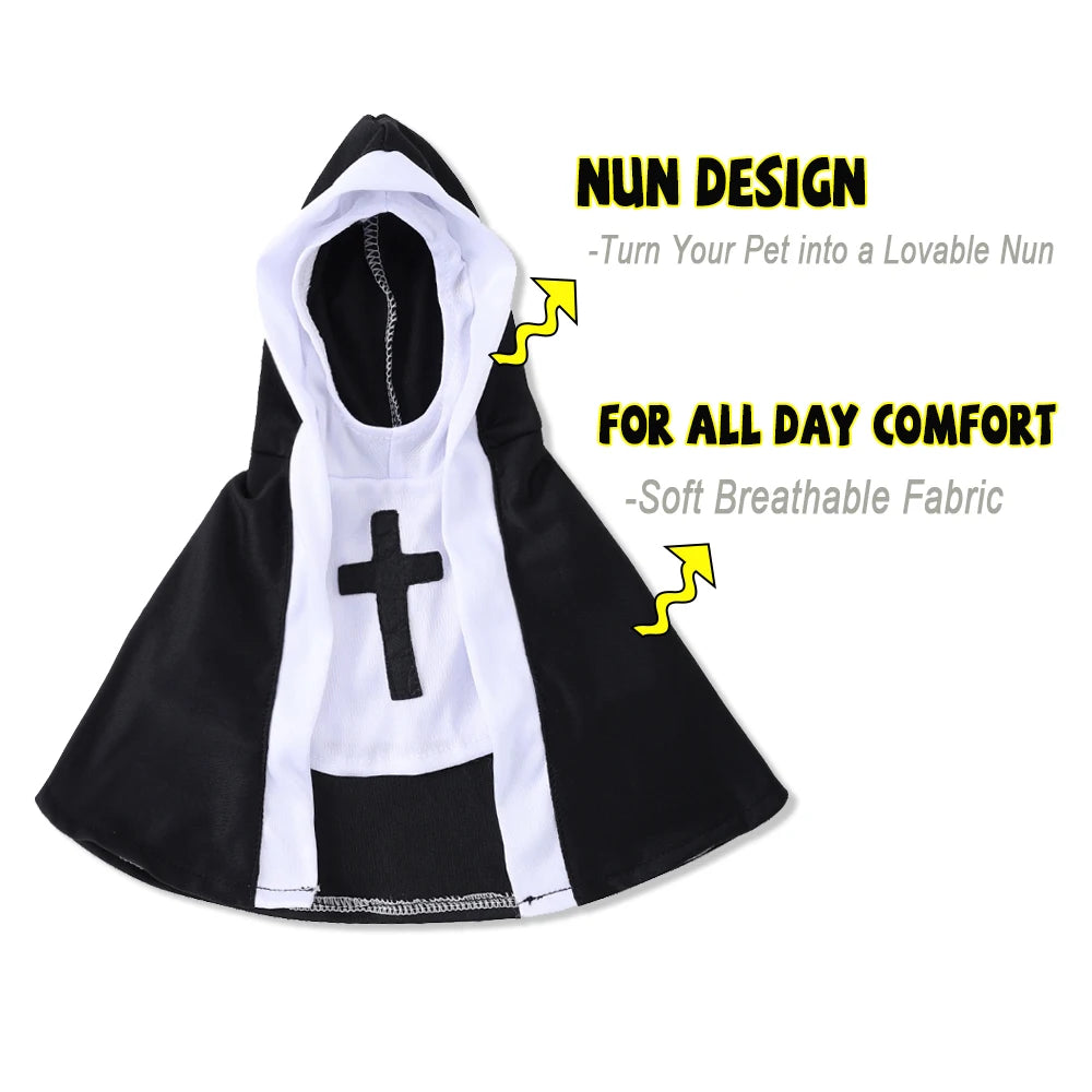 Dog Nun Halloween Costume | Holiday Gear Collection | Funny Pet Cloak & Cosplay Outfit