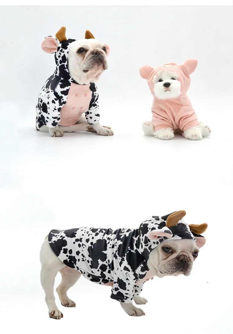 Cow and Pig Outfit for small and Medium dogs cutie Pajamas