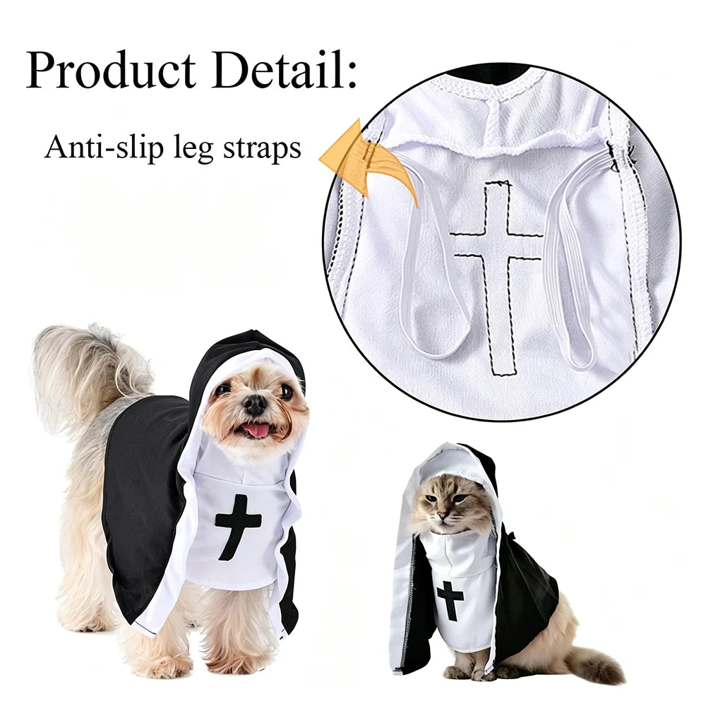 Dog Nun Halloween Costume | Holiday Gear Collection | Funny Pet Cloak & Cosplay Outfit
