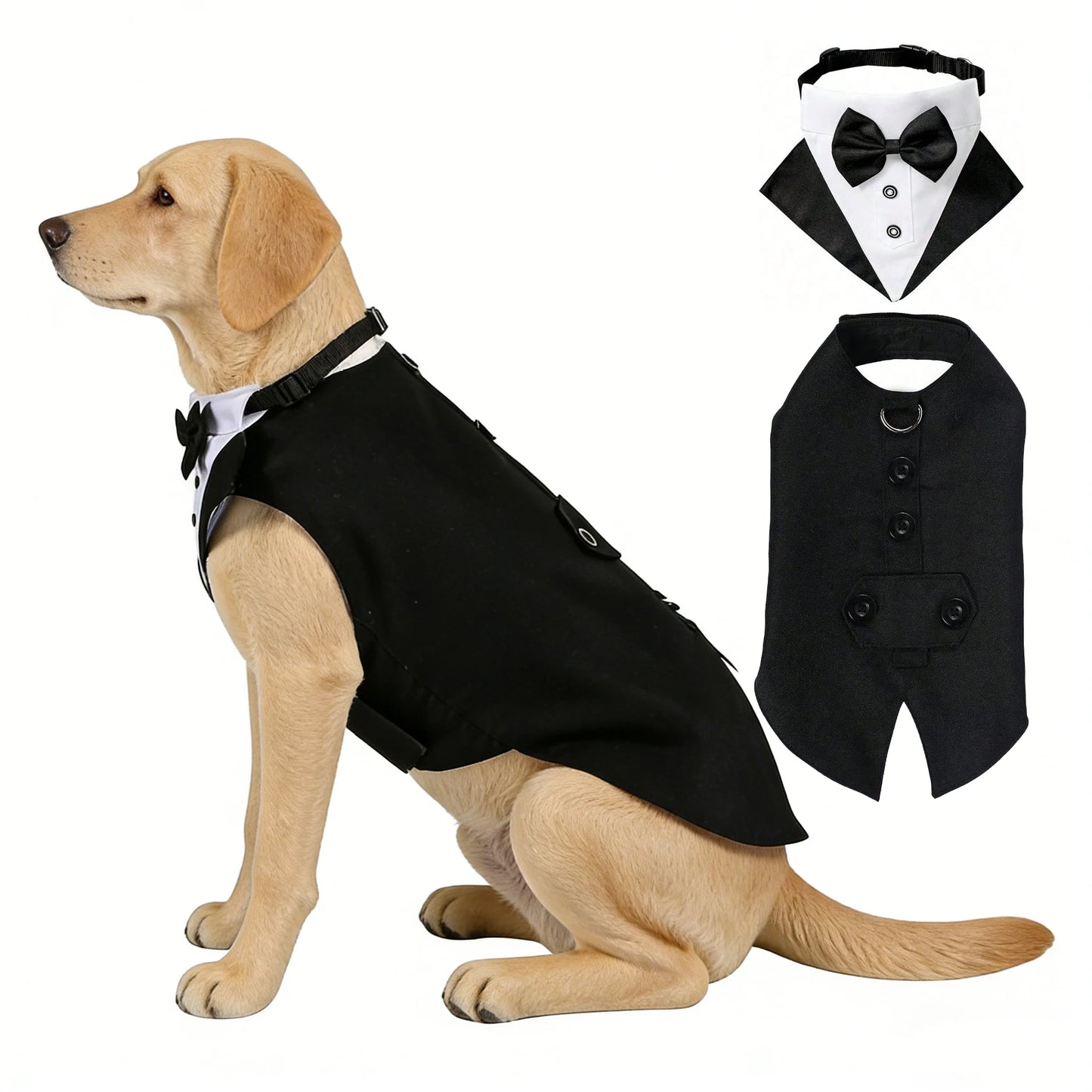 Dog Tuxedo Collar & Bandana Set | Holiday Gear Collection | Wedding Formal Outfit