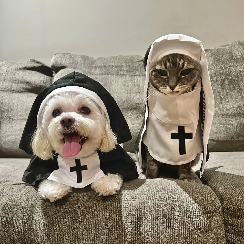 Dog Nun Halloween Costume | Holiday Gear Collection | Funny Pet Cloak & Cosplay Outfit