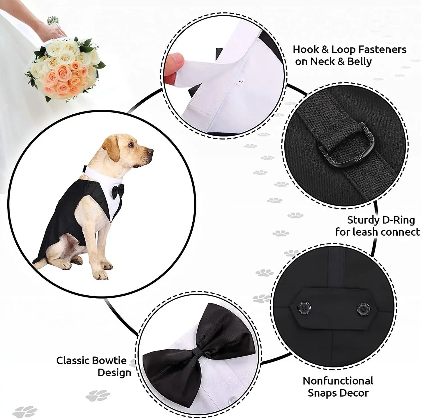 Dog Formal Tuxedo Suit | Holiday Gear Collection | Wedding & Evening Wear with Bow Tie