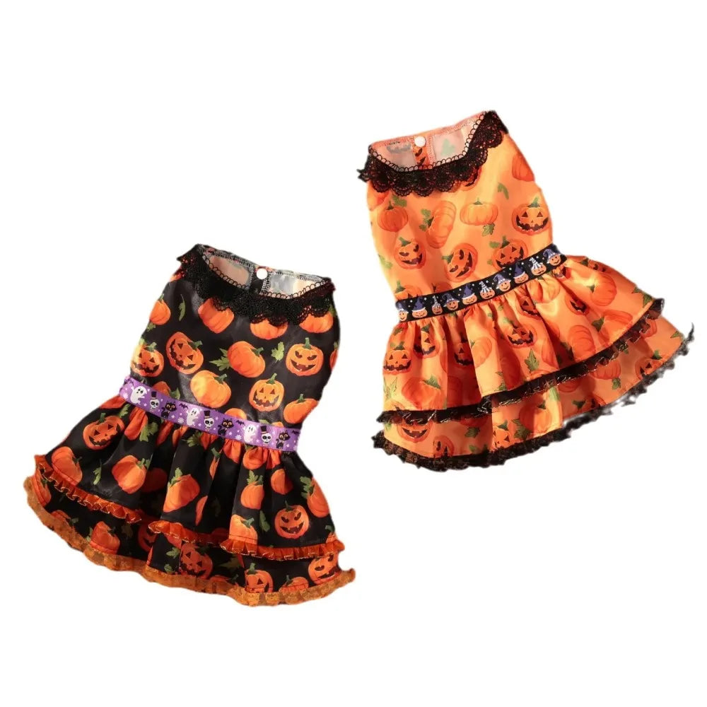 Dog Halloween Pumpkin Skirt Dress | Holiday Gear Collection | Girl Dog Lace Costume