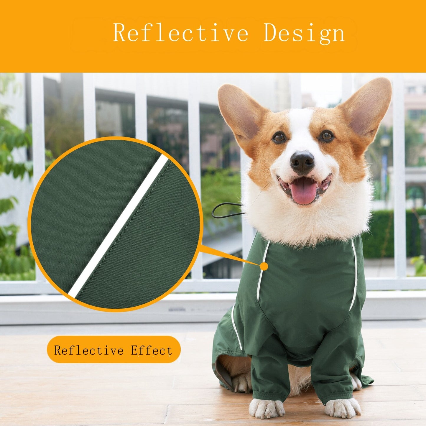 Reflective Waterproof Warm Rain Coat for Dogs