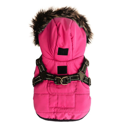 Winter Pet Dog Coat Dog Jacket with Harness Warm Soft Windproof with Hooded S-XXL with Zipper for Small Medium Dogs